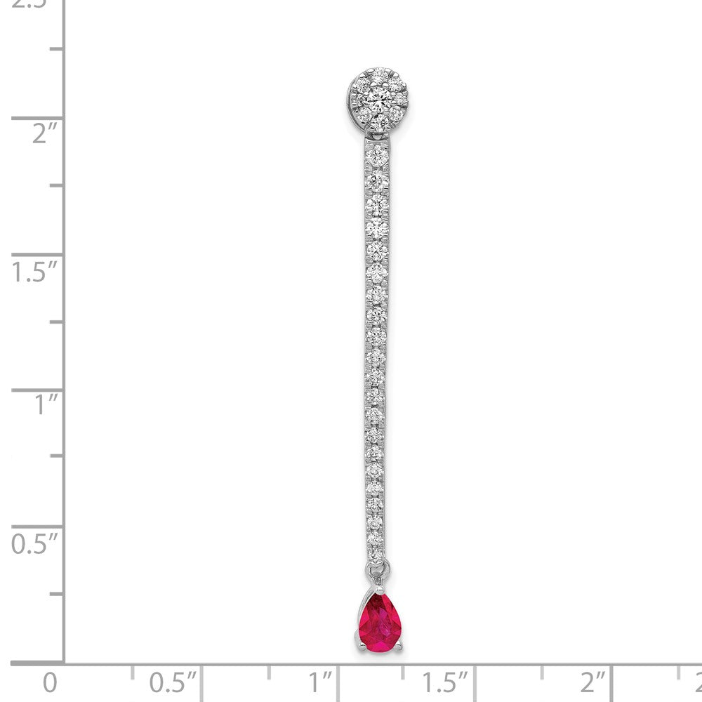 14K Weißgold Echt Diamant &.29 Rubin Fantasie Tropfen Kette Anhänger