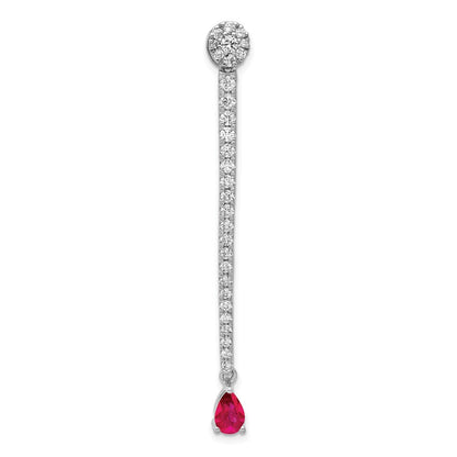 14K Weißgold Echt Diamant &.29 Rubin Fantasie Tropfen Kette Anhänger