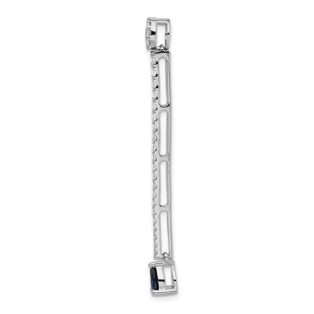 14K Weißgold Anhänger mit 1 ct. echten Diamanten und Saphiren, Fancy-Design