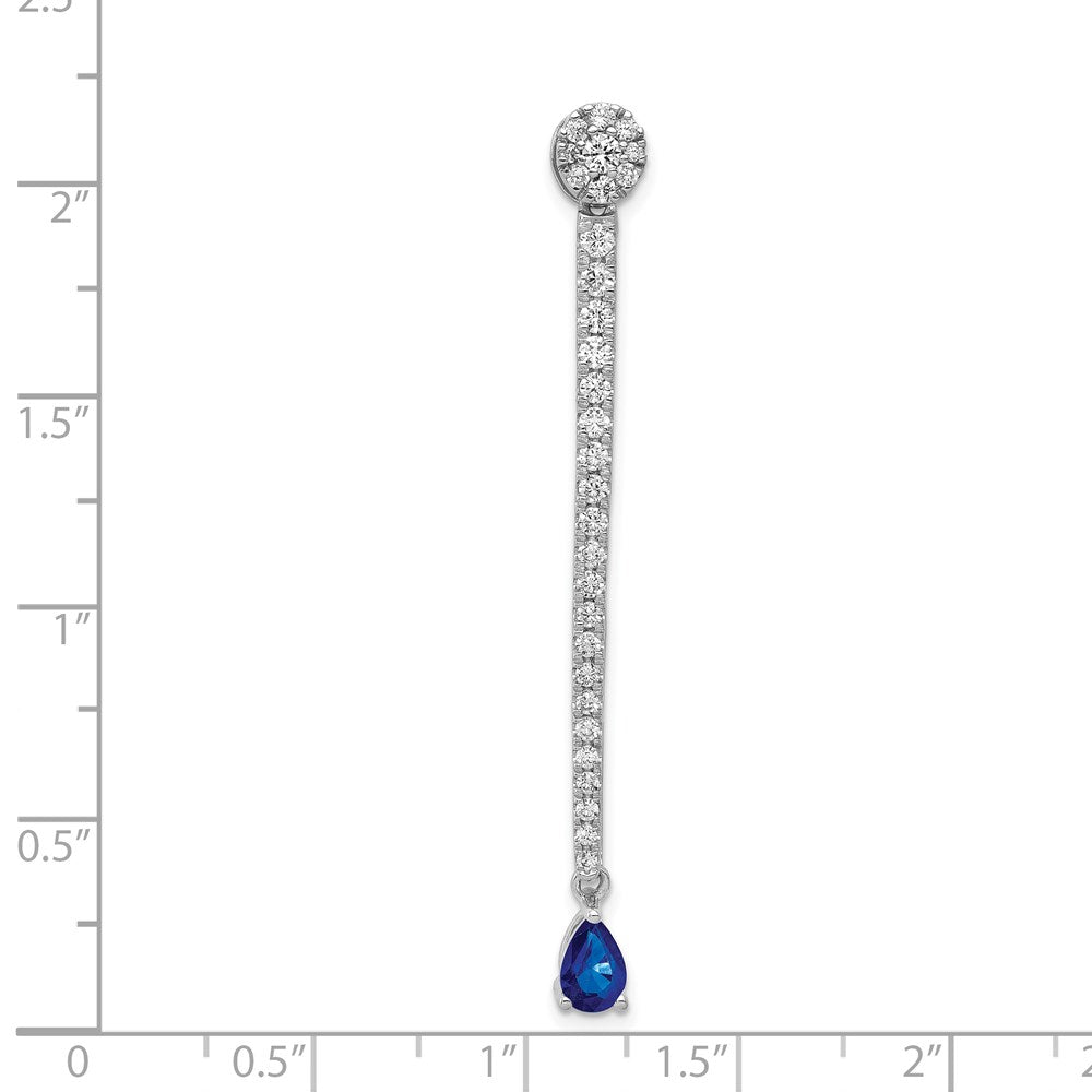 14K Weißgold Anhänger mit 1 ct. echten Diamanten und Saphiren, Fancy-Design