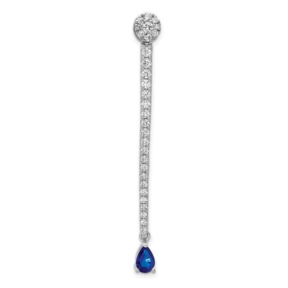 14K Weißgold Anhänger mit 1 ct. echten Diamanten und Saphiren, Fancy-Design