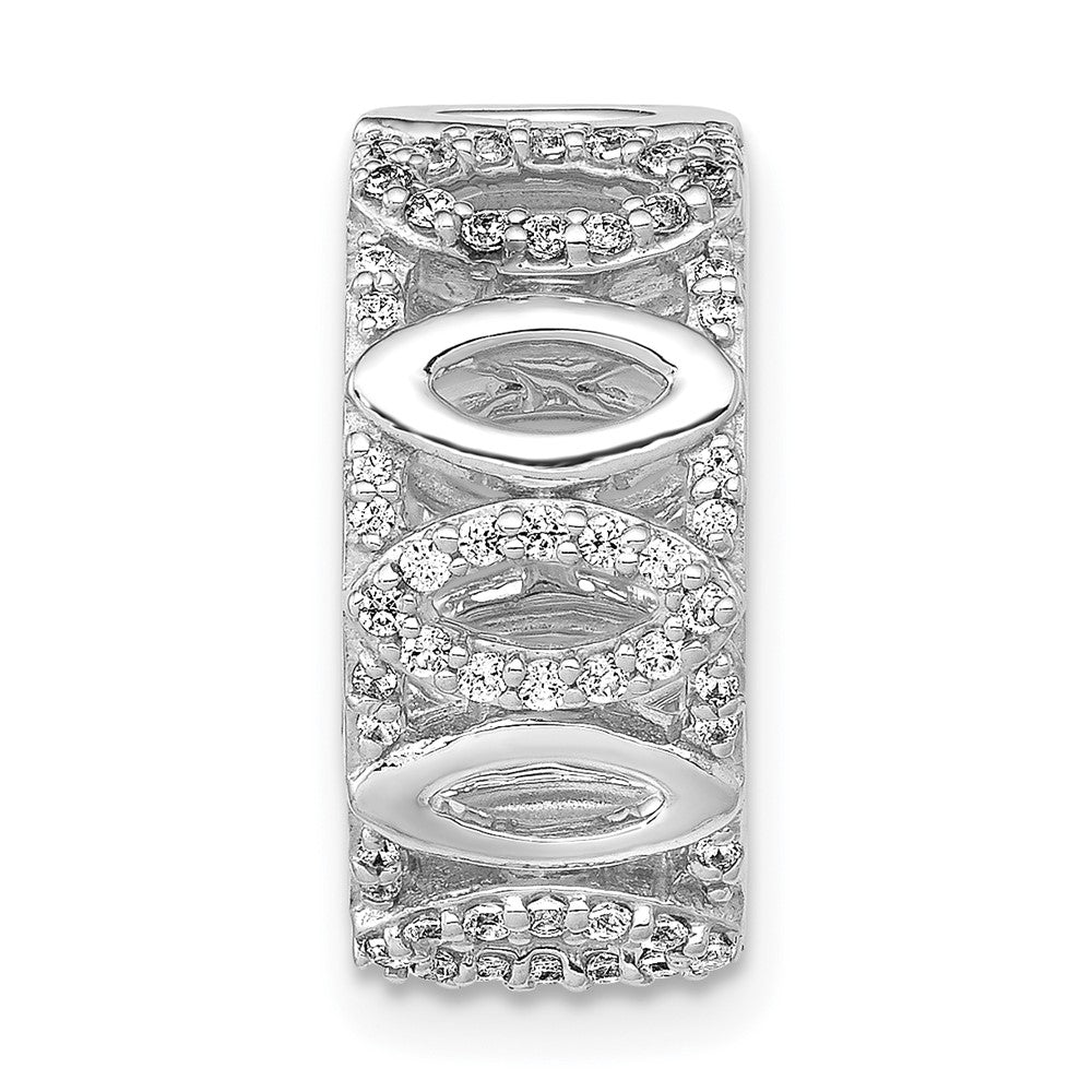 14K Weißgold 1/4ct. Echt Diamant Fantasie Rund Kette Anhänger