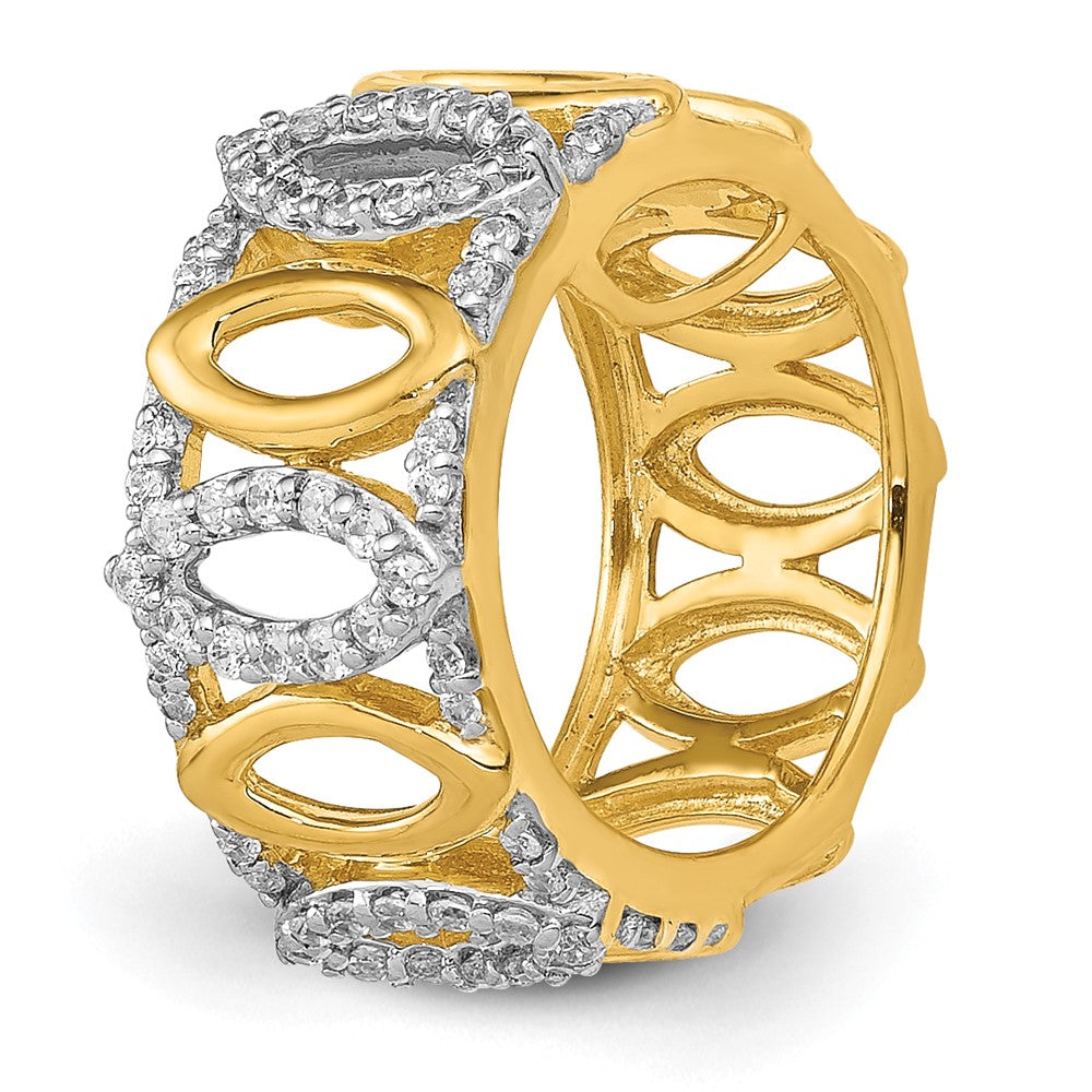 14K Gelbgold 1/4ct. Echt Diamant Fantasie Rund Kette Anhänger