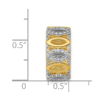14K Gelbgold 1/4ct. Echt Diamant Fantasie Rund Kette Anhänger