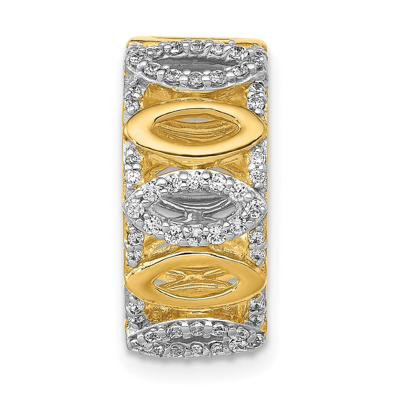 14K Gelbgold 1/4ct. Echt Diamant Fantasie Rund Kette Anhänger