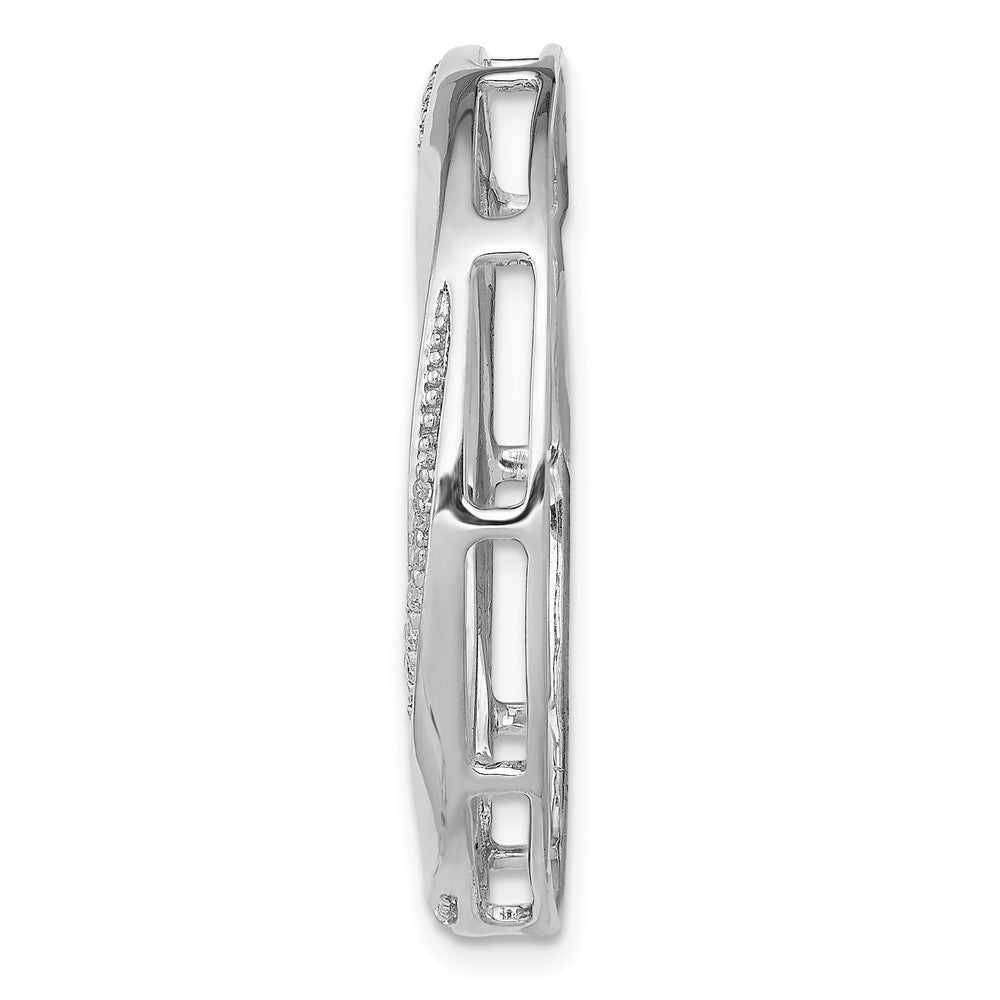 14K Weißgold 1/5ct. Echt Diamant Fantasie Gedreht Kreis Kette Anhänger