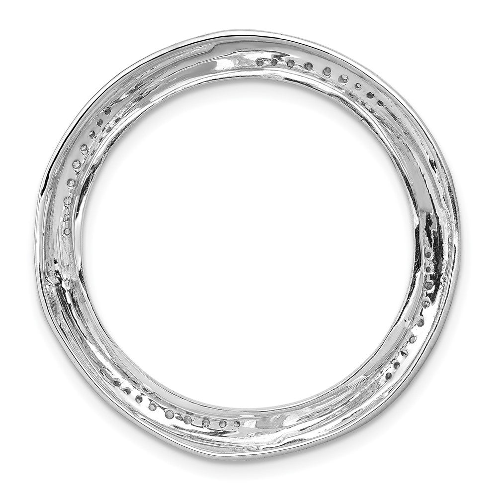 14K Weißgold 1/5ct. Echt Diamant Fantasie Gedreht Kreis Kette Anhänger