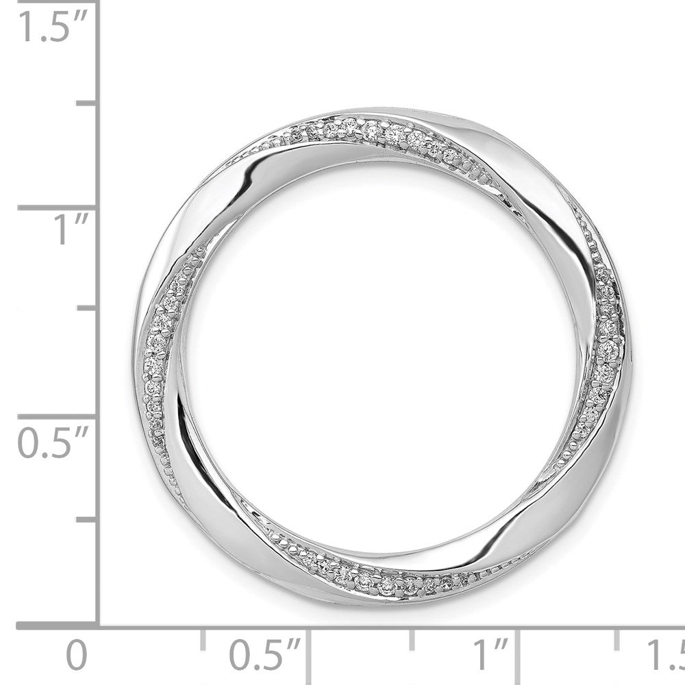 14K Weißgold 1/5ct. Echt Diamant Fantasie Gedreht Kreis Kette Anhänger