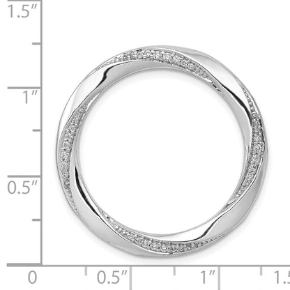 14K Weißgold 1/5ct. Echt Diamant Fantasie Gedreht Kreis Kette Anhänger