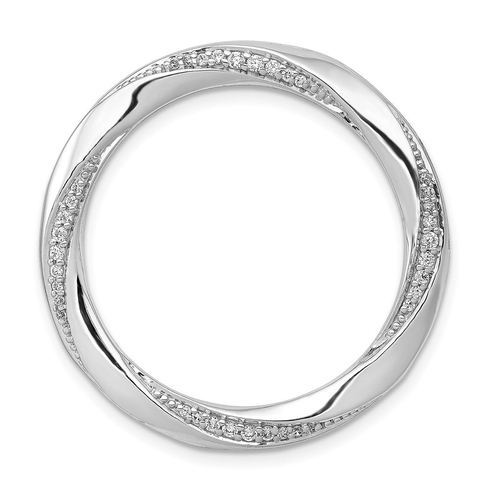 14K Weißgold 1/5ct. Echt Diamant Fantasie Gedreht Kreis Kette Anhänger