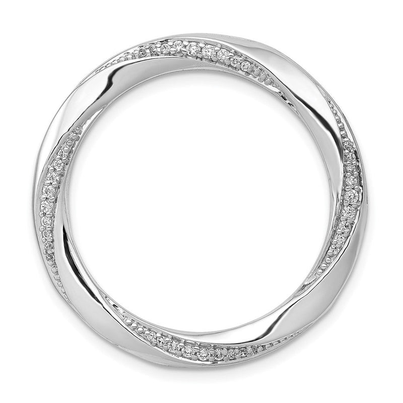 14K Weißgold 1/5ct. Echt Diamant Fantasie Gedreht Kreis Kette Anhänger