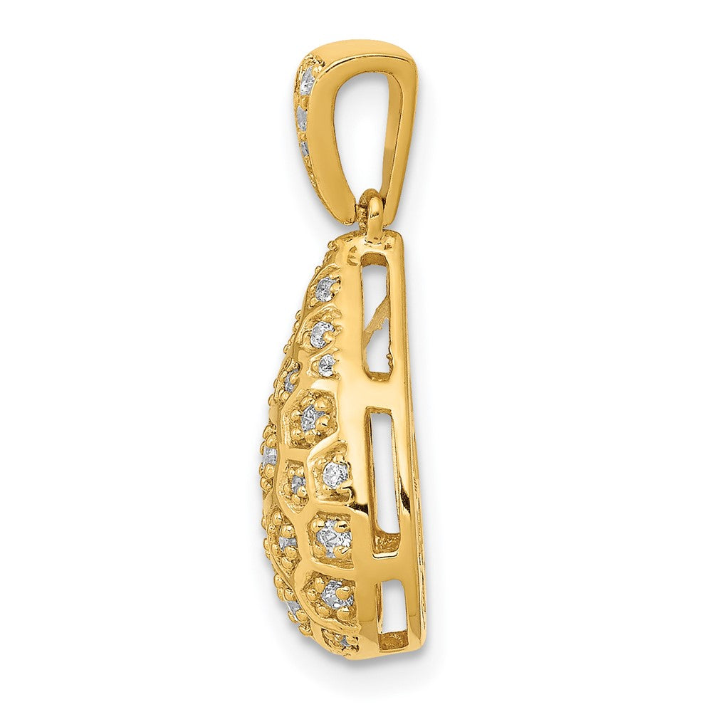 14K Gelbgold 1/5ct. Echt Diamant Tropfen Honeycomb Kette Anhänger