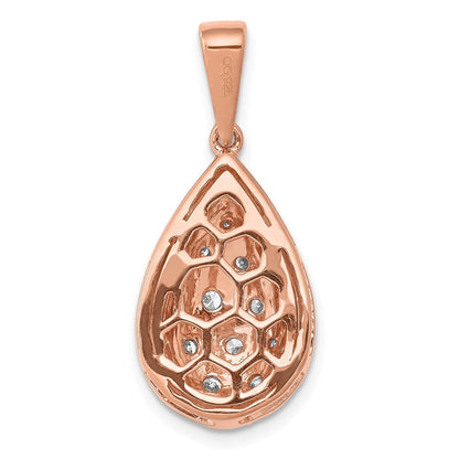 14K Roségold 3/8ct. Echt Diamant Tropfen Honeycomb Kette Anhänger