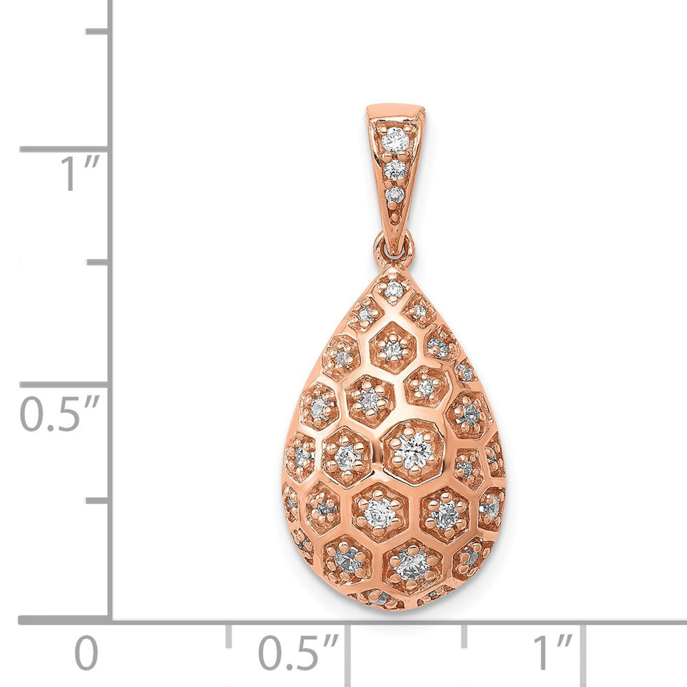 14K Roségold 3/8ct. Echt Diamant Tropfen Honeycomb Kette Anhänger
