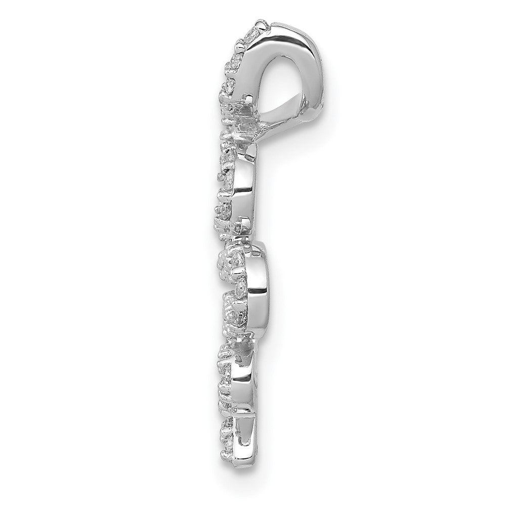 14K Weißgold 1/3ct. Echt Diamant Fantasie Gebogen Line Kette Anhänger