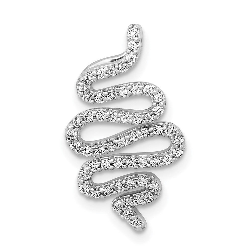 14K Weißgold 1/3ct. Echt Diamant Fantasie Gebogen Line Kette Anhänger