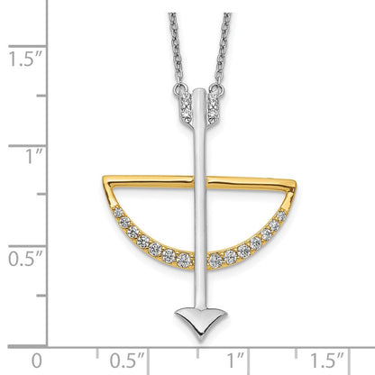 14K Bicolor Gold Echt Diamant Schleife und Pfeil 18 Zoll Halskette