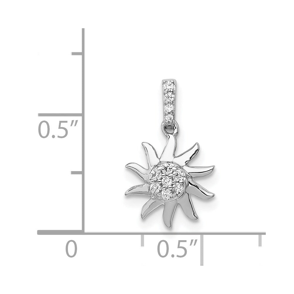 14K Weißgold Anhänger Sonne mit 0,067 ct. echtem Diamanten