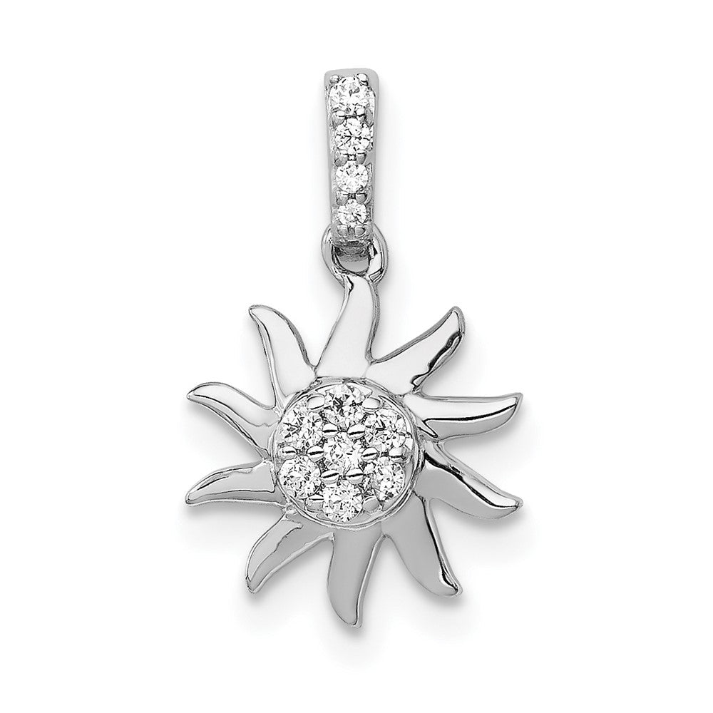 14K Weißgold Anhänger Sonne mit 0,067 ct. echtem Diamanten