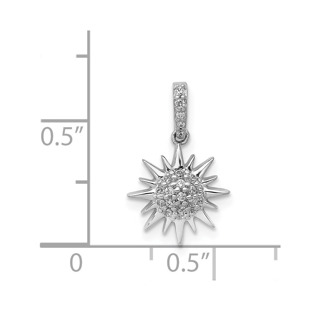 14K Weißgold 0,1 ct. Echter Diamant Fantasie-Sonne-Anhänger