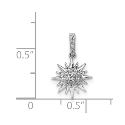 14K Weißgold 0,1 ct. Echter Diamant Fantasie-Sonne-Anhänger