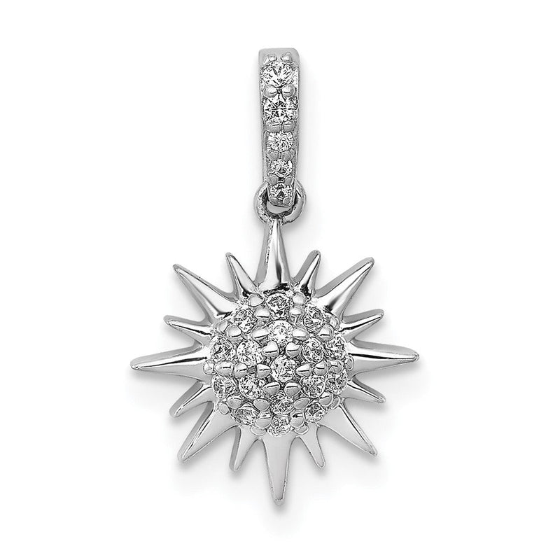 14K Weißgold 0,1 ct. Echter Diamant Fantasie-Sonne-Anhänger
