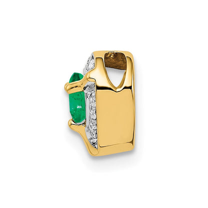 14K Gelbgold Herzanhänger mit echten Diamanten und Smaragden