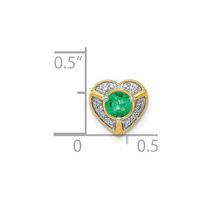 14K Gelbgold Herzanhänger mit echten Diamanten und Smaragden