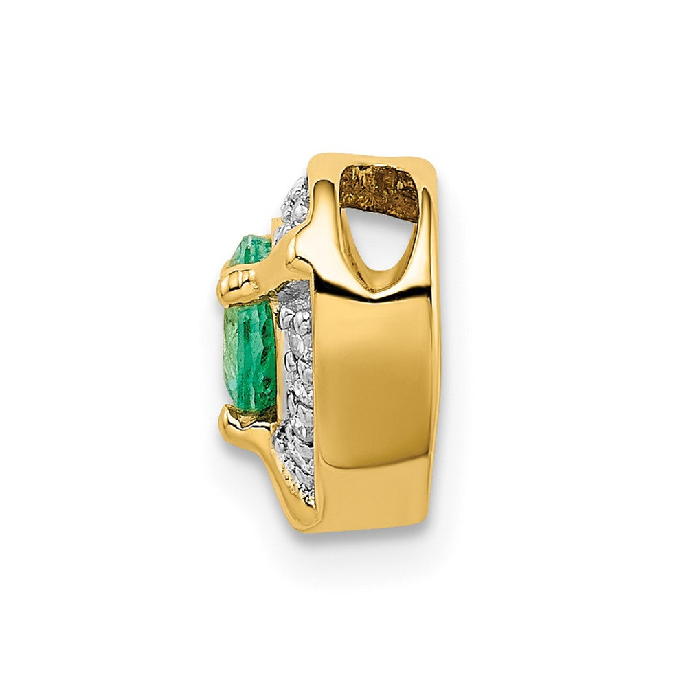 14K Gelbgold Herzanhänger mit echten Diamanten und Smaragden, ausgefallenes Design