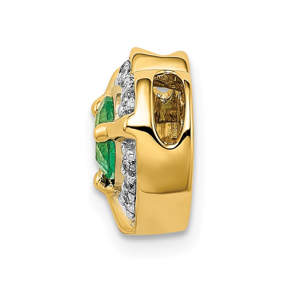 14K Gelbgold Herz-Anhänger mit echten Diamanten und Smaragden, ausgefallenes Design