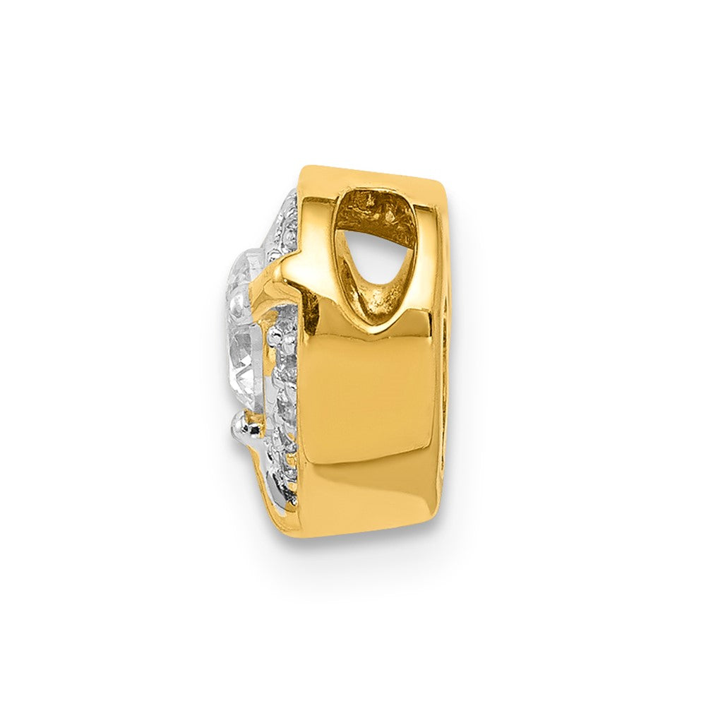 14K Gelbgold Echt Diamant Und.25 Rubin Fantasie Herz Kette Anhänger