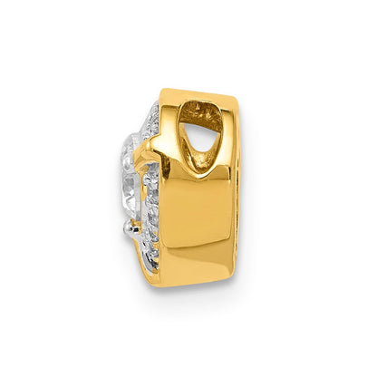 14K Gelbgold Echt Diamant Und.25 Rubin Fantasie Herz Kette Anhänger