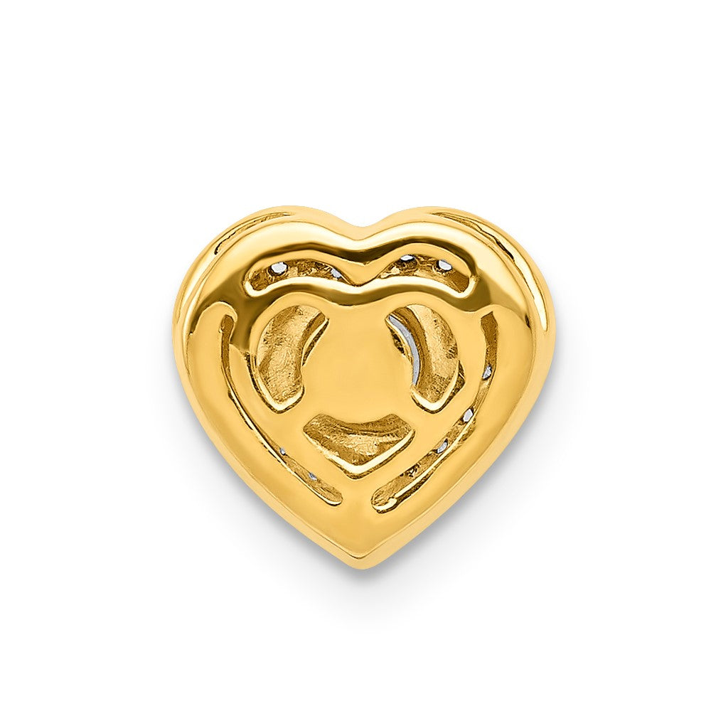 14K Gelbgold Echt Diamant Und.25 Rubin Fantasie Herz Kette Anhänger