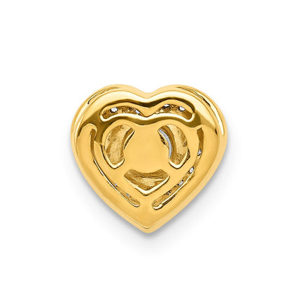 14K Gelbgold Echt Diamant Und.25 Rubin Fantasie Herz Kette Anhänger