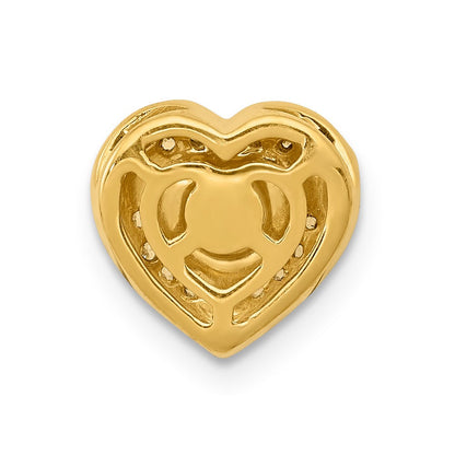 14K Gelbgold Echt Diamant Und.33 Rubin Fantasie Herz Kette Anhänger