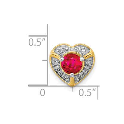 14K Gelbgold Echt Diamant &.50 Rubin Fantasie Herz Kette Anhänger