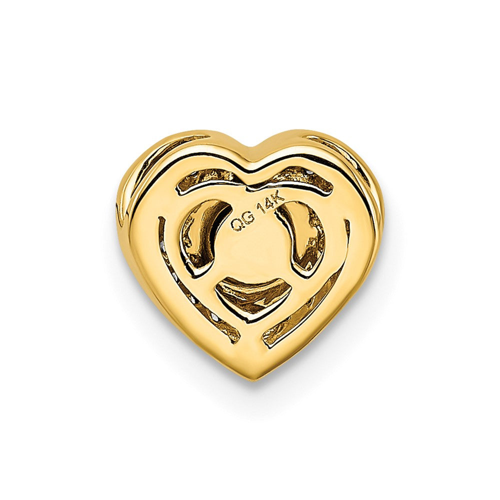 14K Gelbgold Echt Diamant Und.25 Saphir Fantasie Herz Kette Anhänger