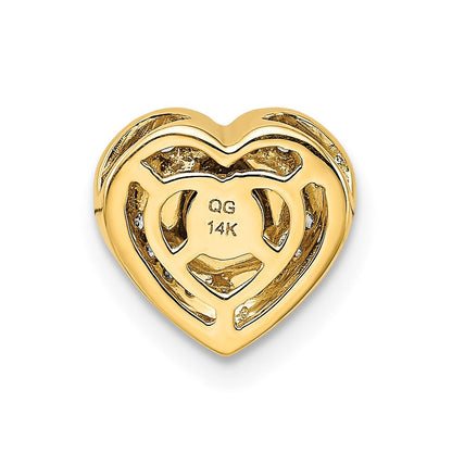 14K Gelbgold Echt Diamant Und.33 Saphir Fantasie Herz Kette Anhänger
