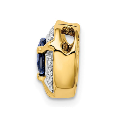 14K Gelbgold Echt Diamant Und.50 Saphir Fantasie Herz Kette Anhänger