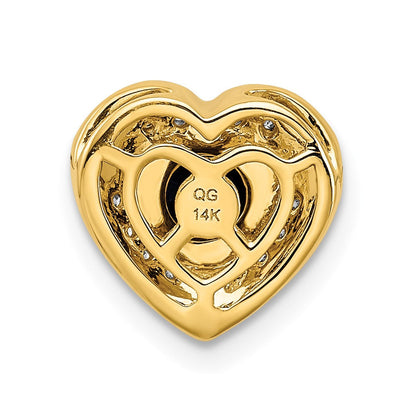 14K Gelbgold Echt Diamant Und.50 Saphir Fantasie Herz Kette Anhänger