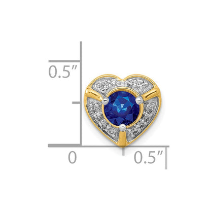 14K Gelbgold Echt Diamant Und.50 Saphir Fantasie Herz Kette Anhänger