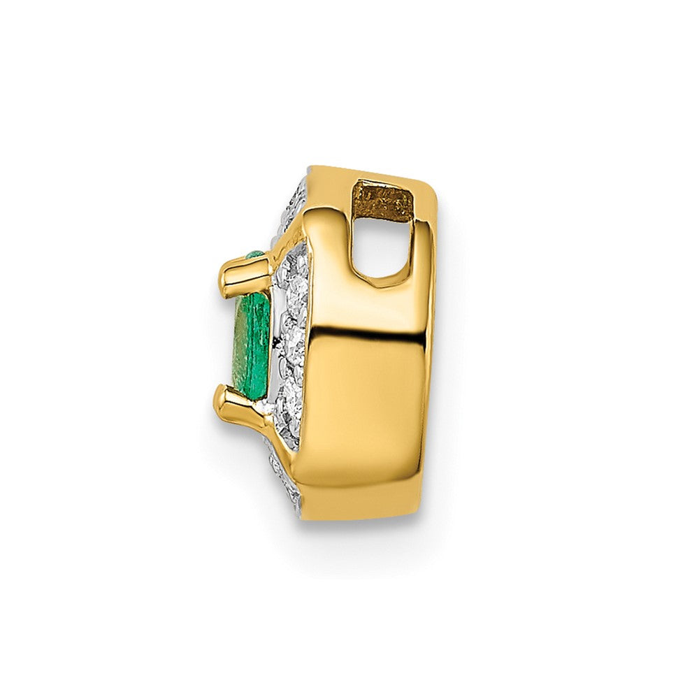 14K Gelbgold Echt Diamant Und.33 Smaragd Fantasie Kreis Kette Anhänger