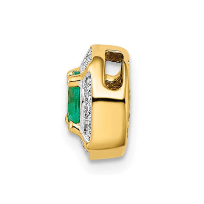 14K Gelbgold Echt Diamant &.5 Smaragd Fantasie Kreis Kette Anhänger