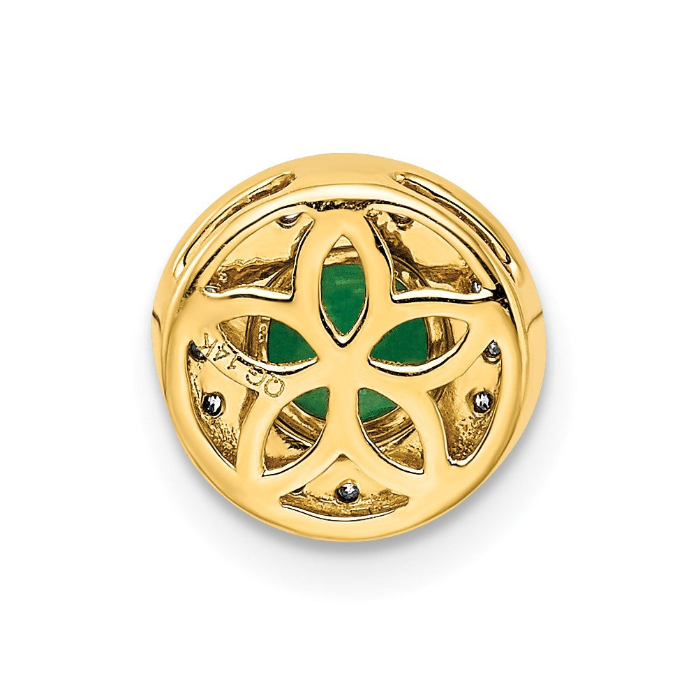 14K Gelbgold Echt Diamant &.5 Smaragd Fantasie Kreis Kette Anhänger
