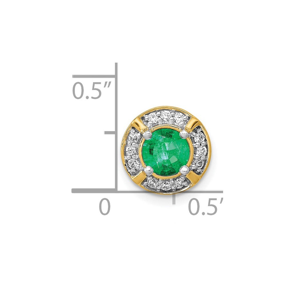14K Gelbgold Echt Diamant &.5 Smaragd Fantasie Kreis Kette Anhänger