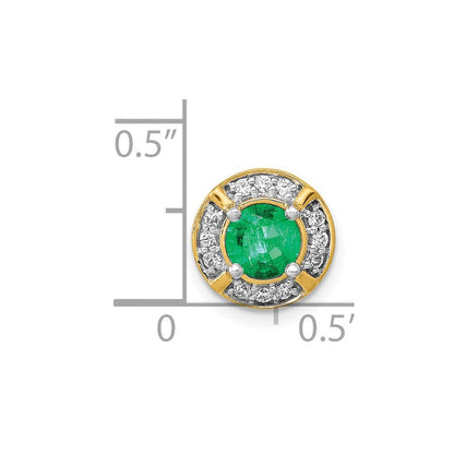 14K Gelbgold Echt Diamant &.5 Smaragd Fantasie Kreis Kette Anhänger