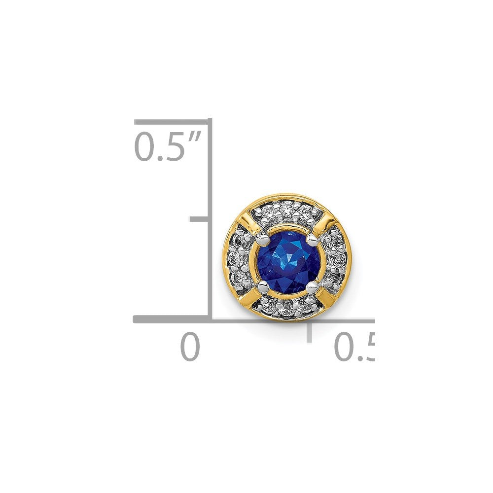 14K Gelbgold 1/15ct. Echt Diamant Und.25 Saphir Fantasie Kette Anhänger
