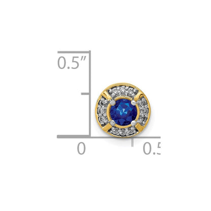 14K Gelbgold 1/15ct. Echt Diamant Und.25 Saphir Fantasie Kette Anhänger