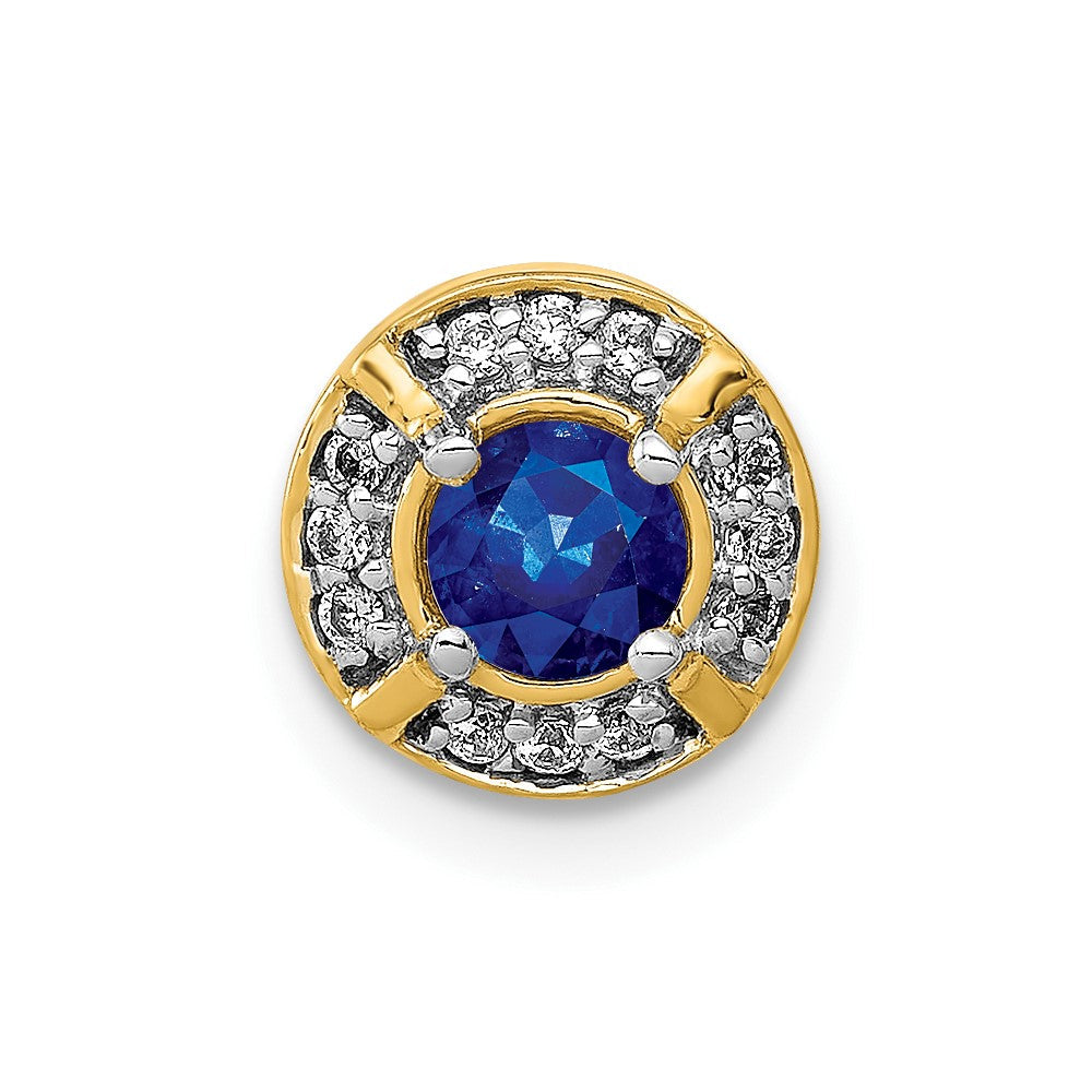 14K Gelbgold 1/15ct. Echt Diamant Und.25 Saphir Fantasie Kette Anhänger