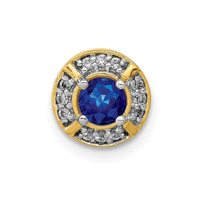 14K Gelbgold 1/15ct. Echt Diamant Und.25 Saphir Fantasie Kette Anhänger